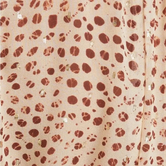 Ulla Johnson Marilyn Silk Chiffon Leopard Ikat Dot Ruffled Cap Sleeve Blouse - Picture 10 of 15